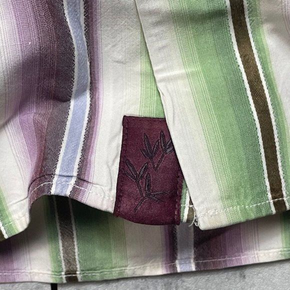 Tommy Bahama Hawaiian Shirt Men’s Large 100% Silk Stripe‎ Button Up Long Sleeve - Picture 3 of 7